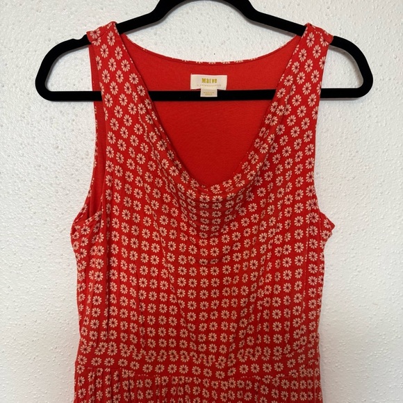 Anthropologie Maeve Brianne Cowl Neck Daisy Floral Orange Print Dress Sz. MEDIUM - Picture 5 of 8